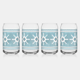 Zuidwesten Winter Sneeuwvlokken Blauw en Wit Blikvorm Glas