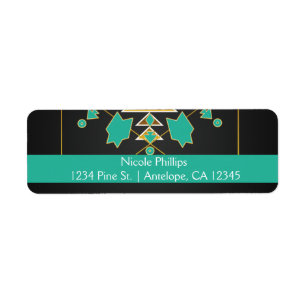 Zuidwester Turquoise Zwarte Gouden Adreslabels Etiket