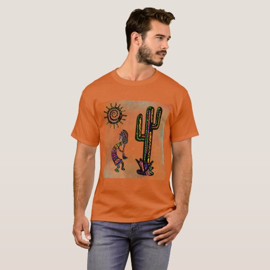 ZUIDWESTERS KOKOPELLI-KUNST T-SHIRT (Voorkant volledig)