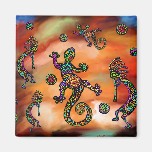 Zuidwesterse Kunst Kokopeli Magneet (Voorkant)