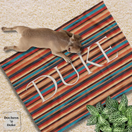 Zuidwesterse Serape Streep Huisdier Naam Fleece Deken