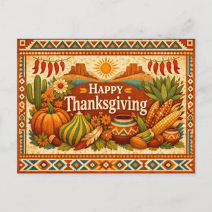 Zuidwesterse Volkskunst Gelukkig Thanksgiving Oogs Feestdagenkaart