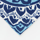 Zuidwesterse Zon Mandala Batik, Marineblauw & Wit Fleece Deken (Hoek)