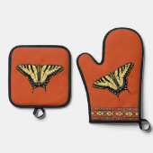 Zuidwestgeel Swallowtail Butterfly DK Sinaasappel Ovenwant & Pannenlap Set (Voorkant)