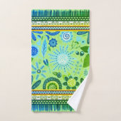 Zuidwestpatroon Boho bloemen blauw, groen, geel Bad Handdoek (Handdoek)