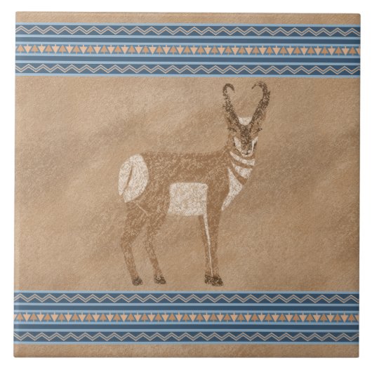 Zuidwestpronghorn Antelope met geometrische grens Tegeltje (Voorkant)