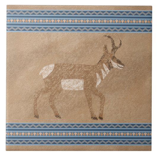 Zuidwestpronghorn Antelope met geometrische grens Tegeltje (Voorkant)