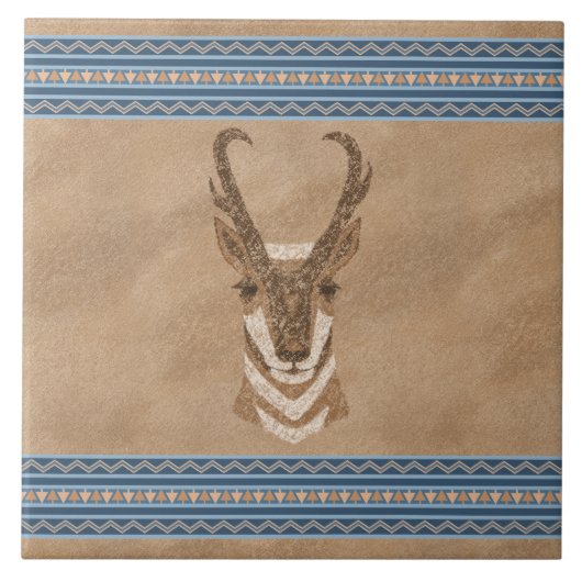 Zuidwestpronghorn Antelope met geometrische grens Tegeltje (Voorkant)