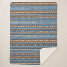 Zuidweststijl Blauw en Bruin Geometrisch Groot