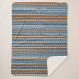 Zuidweststijl Blauw en Bruin Geometrisch Groot Sherpa Deken