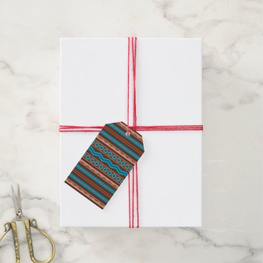 Zuidweststijl Geometrisch Ontwerp Cameron Gorge Cadeaulabel (Met Touw)