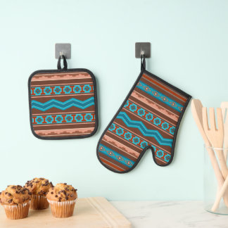 Zuidweststijl geometrisch ontwerp van Cameron Gorg Ovenwant & Pannenlap Set