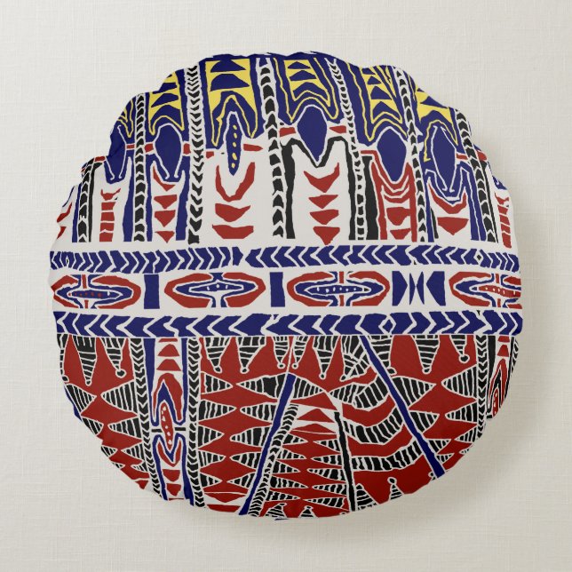 Zuidzee Samoa Batik Rond Kussen (Voorkant)