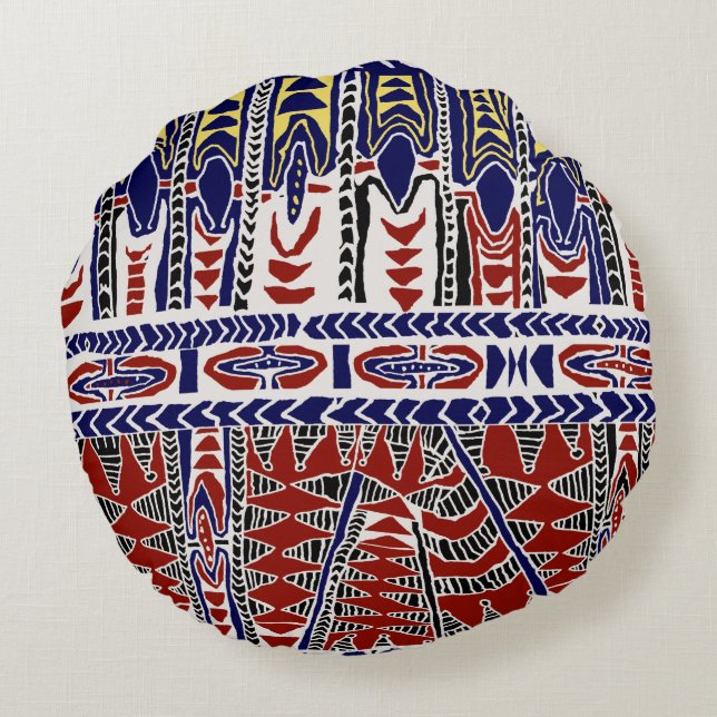 Zuidzee Samoa Batik Rond Kussen (Achterkant)