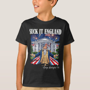 Zuig Engeland Grappig 4 juli George Washington T-shirt