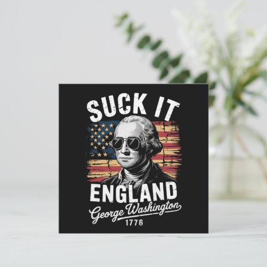 Zuig het Engeland 4 juli George Washington 1776 Kaart (Staand voorkant)