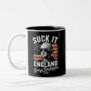 Zuig het Engeland 4 juli George Washington 1776 Tweekleurige Koffiemok