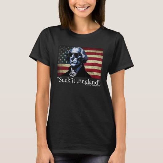 Zuig het Engeland Cool George Washington 4 juli T-shirt (Voorkant)