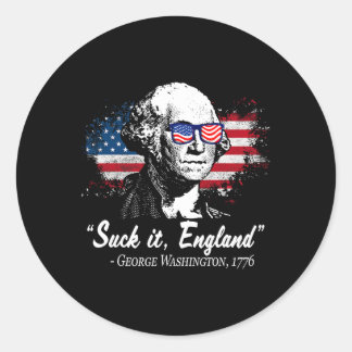Zuig-het Engeland Grappig 4 juli George Washingto Ronde Sticker