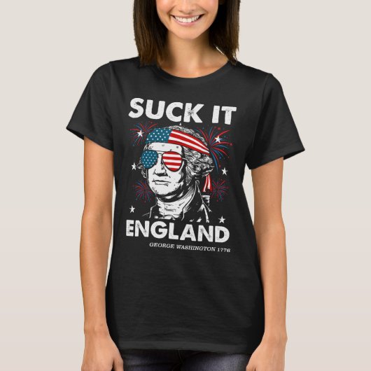 Zuig-het Engeland Grappig 4 juli T-shirt George-wa (Voorkant)
