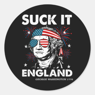 Zuig-het Engeland Grappig 4 juli T-shirt George-wa Ronde Sticker
