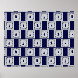 Zuigblauwe vloertegels poster