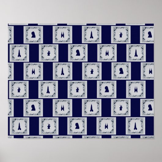 Zuigblauwe vloertegels poster (Voorkant)