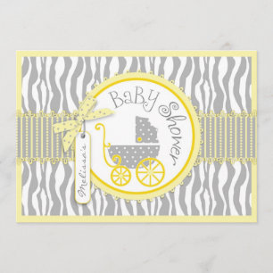 ZUIGE Baby, Zebra Print, Geel Baby shower Kaart