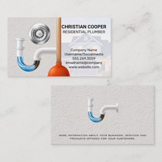 Zuiger en Afvoer | Verstopt leidingwerk Visitekaartje (Voorkant / Achterkant)