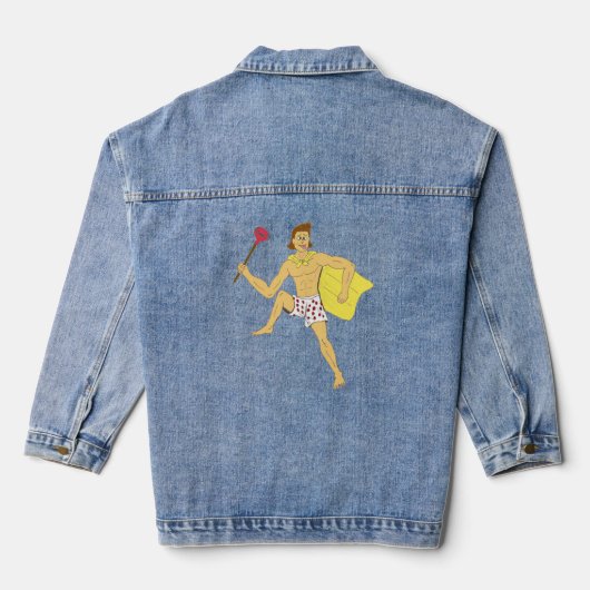 zuiger en ondergoed denim jacket (Achterkant)