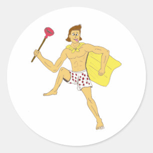 zuiger en ondergoed ronde sticker
