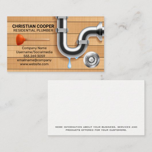 Zuiger en zuiger | Visitekaartje pijpleidingen (Voorkant / Achterkant)