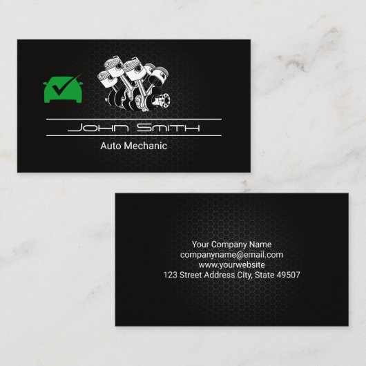 Zuigerauto Motor Koolstofvezel | Automatische groe Visitekaartje (Voorkant / Achterkant)