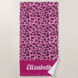 Zuigerblad, roze met naam strandlaken