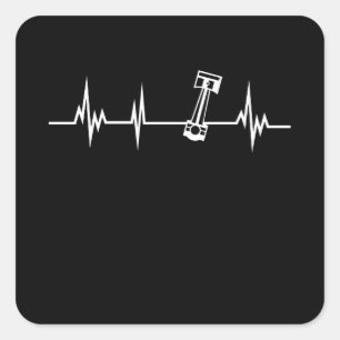 Zuigerhartslag Gift for Car Enthusiast Vierkante Sticker