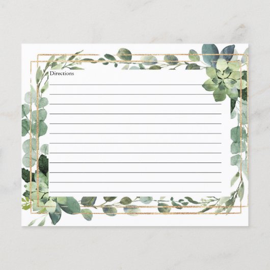Zuigerige gouden receptkaart voor groene bloemen (Achterkant)