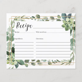 Zuigerige gouden receptkaart voor groene bloemen
