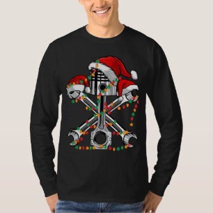Zuigerige kerstmanshat Bike-auto T-shirt