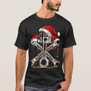 Zuigerige kerstmanshat Bike-auto T-shirt