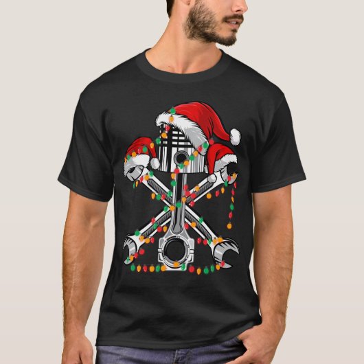Zuigerige kerstmanshat Bike-auto T-shirt (Voorkant)