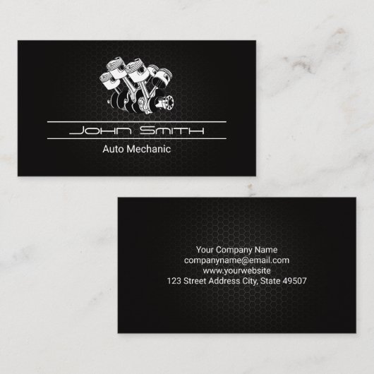 Zuigermotor Carbon Fiber Pattern | Automatische Lo Visitekaartje (Voorkant / Achterkant)