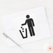 Zuil Afvalbak Bord Zwart Wit Vierkante Sticker (Envelop)