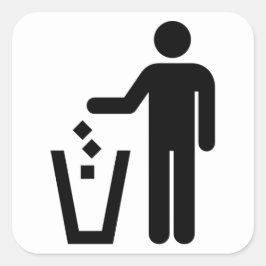 Zuil Afvalbak Bord Zwart Wit Vierkante Sticker