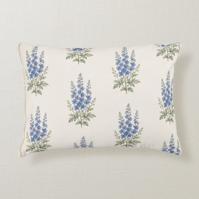 Zuilroos kussenprint, Ridderspoor bloem Accent Kussen (Voorkant)