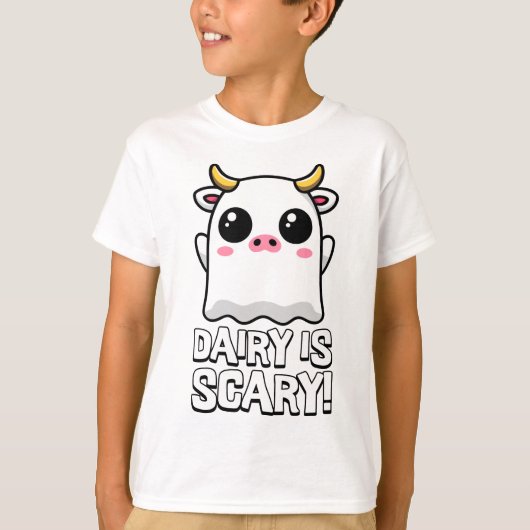 Zuivel is eng! Schattigee Lactose Ghost Koe Pun T-shirt (Voorkant)