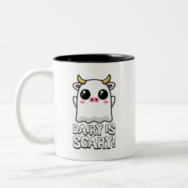 Zuivel is eng! Schattigee Lactose Ghost Koe Pun Tweekleurige Koffiemok