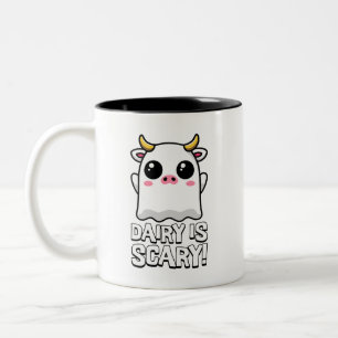 Zuivel is eng! Schattigee Lactose Ghost Koe Pun Tweekleurige Koffiemok