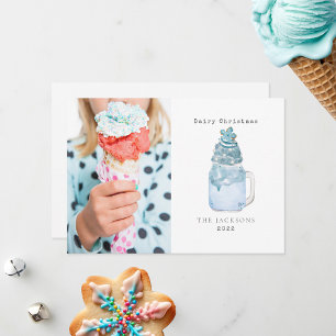 Zuivel Kerst Blauwe Sneeuwvlok Milkshake Feestdagenkaart