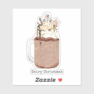 Zuivel Kerstmis Punny Chocolade Milkshake Sticker