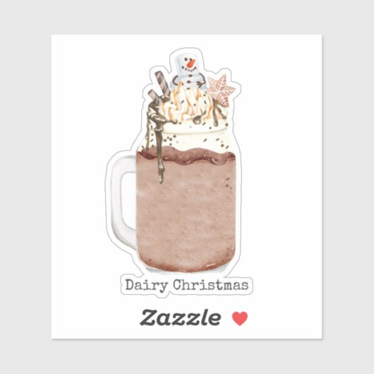 Zuivel Kerstmis Punny Chocolade Milkshake Sticker (Vel)